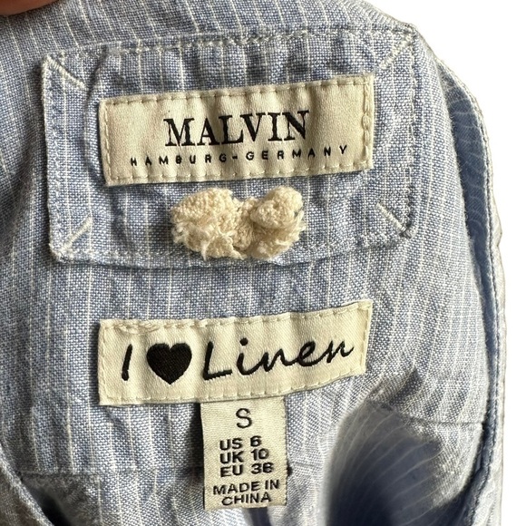 Malvin Hamburg Germany Blue Stripe Linen Shirt Dress Size: 6 Small - Picture 4 of 12